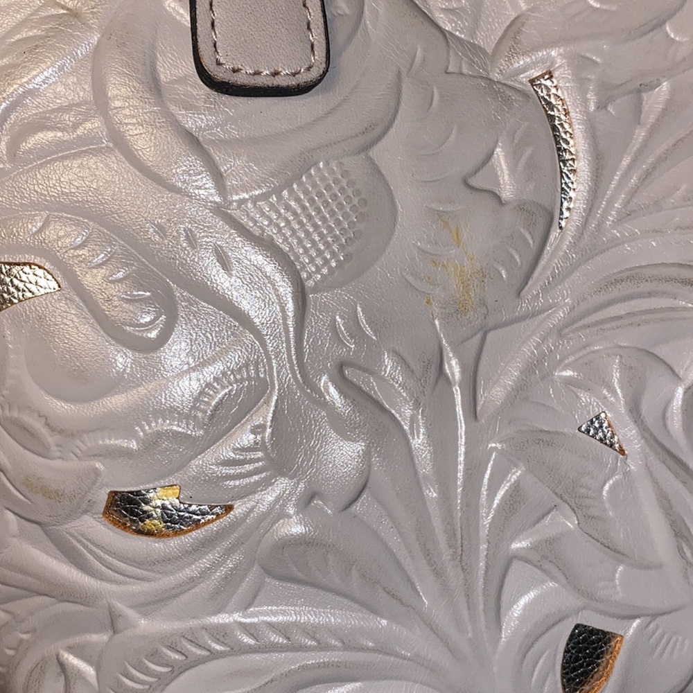 Patricia Nash Tooled Cut Out Gray Leather Tote Bag - Picture 9 of 13